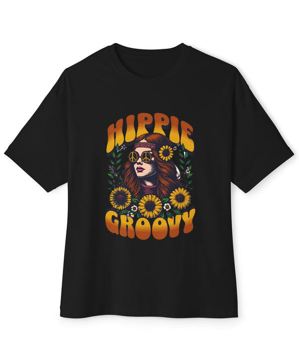 Hippie Groovy Unisex Oversized Boxy Tee – Retro Style Tee for Festivals and Everyday Wear